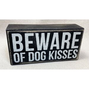 ✨Beware of dog kisses wooden box sign decor wall
